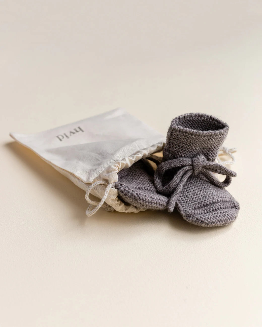 Booties - Baby Slofjes - Otter/Grijs - Merinowol - HVID - in zakje