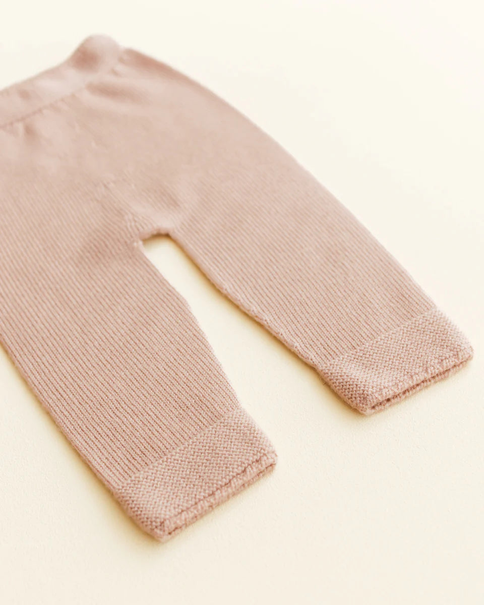 Gebreid broekje Guido - Merino wol - Apricot - HVID onder