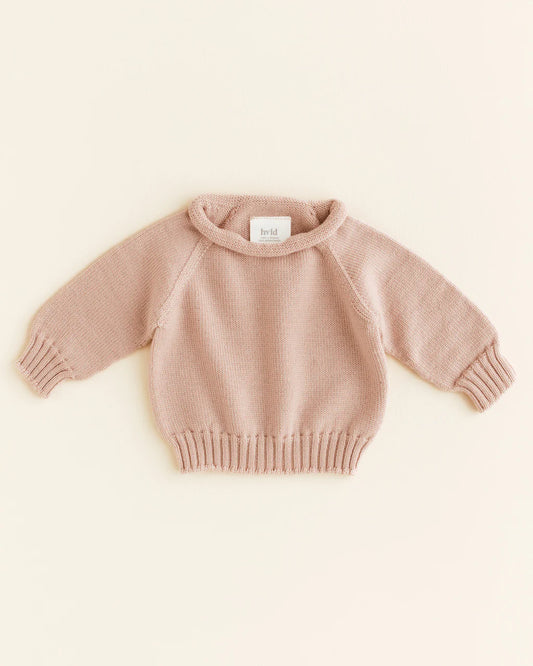Sweater Georgette -Babytruitje - Apricot - Merinowol - HVID voor