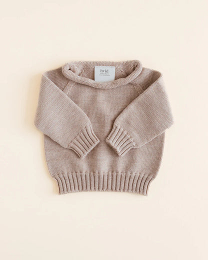 Sweater Georgette -Babytruitje - Sand - Merinowol - HVID - vooraanzicht