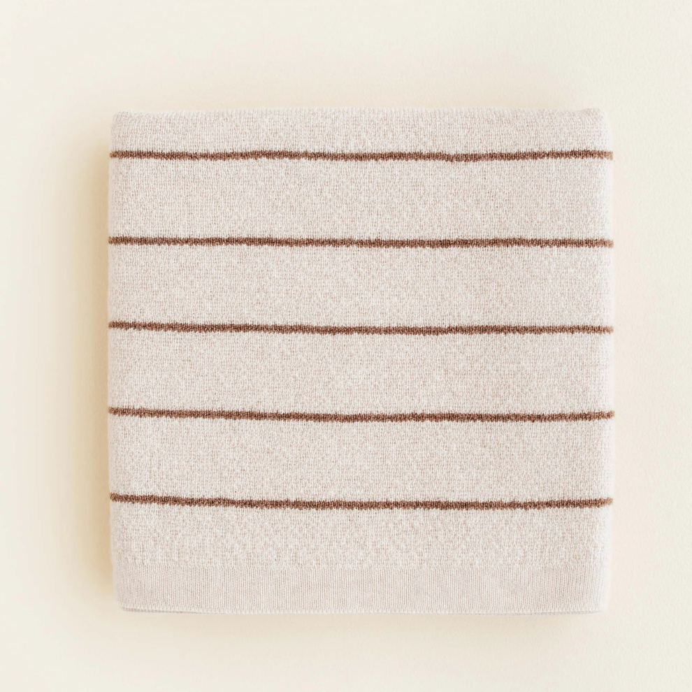 Deken Harry - Merino wol - Cream/mocha - Hvid gevouwen