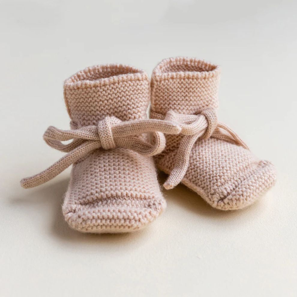 Slofjes/Booties - Merino wol - Apricot - 0/9 maanden - HVID product