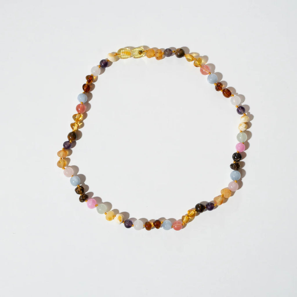 Barnsteen en edelstenen ketting - Rainbow - 32 cm - Nirrimis - productfoto - afbeelding 3
