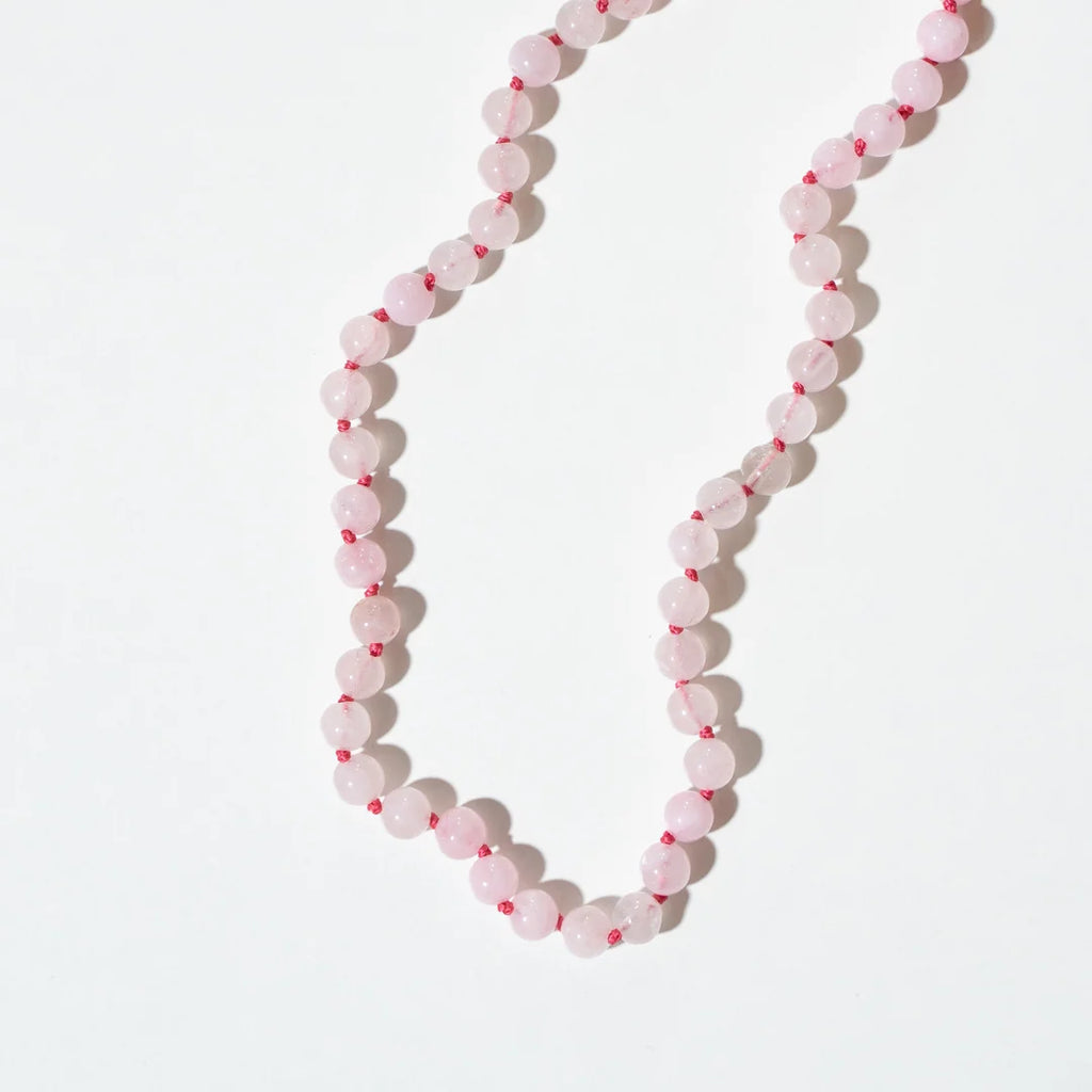 Rose Quartz Adult Necklace – Damenhalskette aus natürlichem Rosenquarz – Verschluss aus 925er Sterlingsilber – Nirrimis