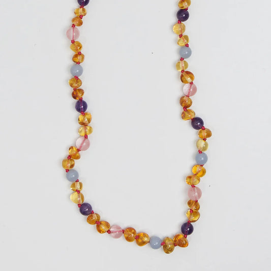 Barnsteen en edelstenen ketting - Bobbie - 32 cm - Kids 0-3 jaar - Nirrimis