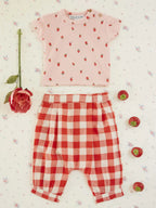 Geruit broekje - Bebe Vichy - Biologisch katoen - Rood/Wit - Emile et Ida - productfoto