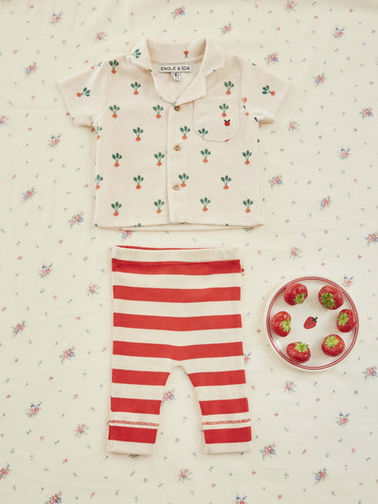 Terry shirt top - Printed shirt - Beetroot/Off White - Emile et Ida