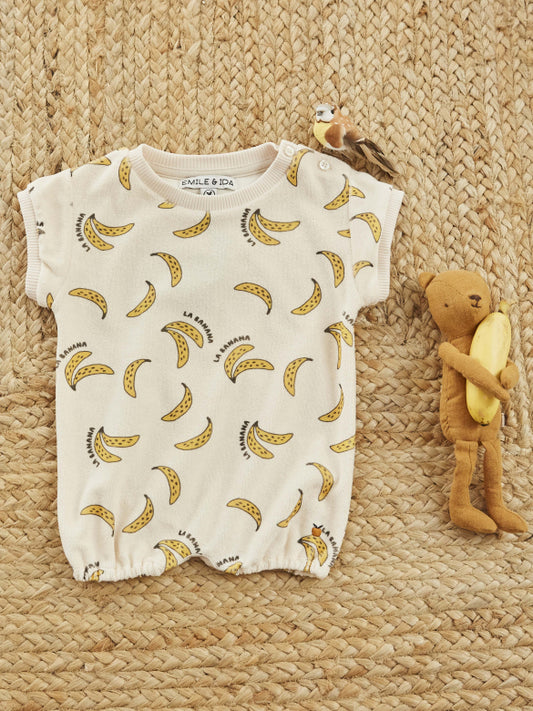 Playsuit bananas - Terry towelling - Combibloomer Print - Emile et Ida
