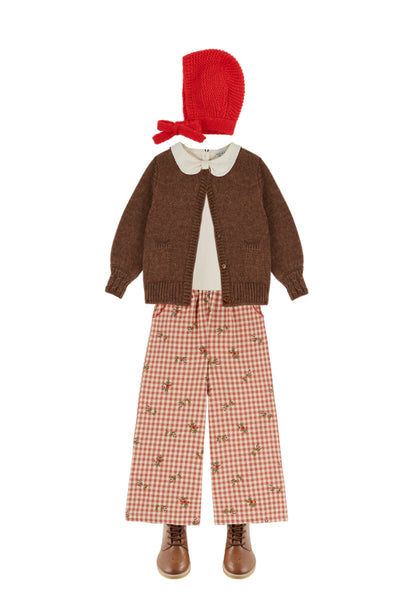 Wijde broek met ruitprint en bloemenborduursel – Emile et Ida