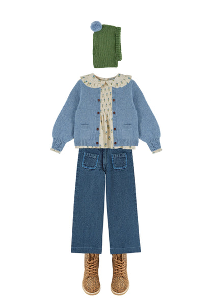 Gebreid vest Cardigan Doudou – Lac – Merinowol & Mako-katoen – Emile et Ida