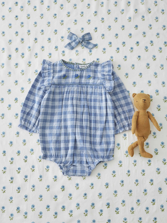 Babyromper met ruches en borduursel - Carreaux Celestine - Emile et Ida - voorkant