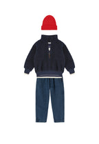 Soepele denim broek met elastische taille - Donkerblauw - Pantalon Garcon - Emile et Ida - lifestyle - afbeelding 3