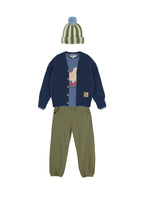 Gestreepte wollen muts met pompon - Olive & Blush - Emile et Ida - productfoto - afbeelding 4