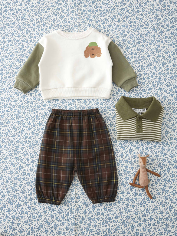 Sweater met hondenprint – Ecru Pistache – Biologisch katoen - Sweatshirt Bicolore - Emile et Ida