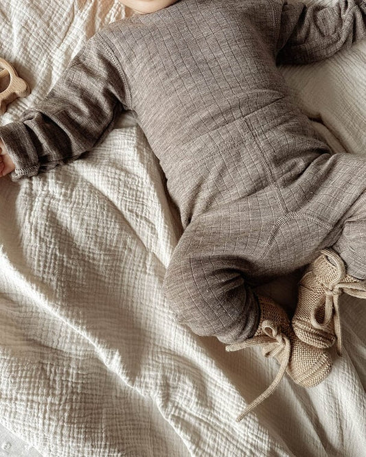 Legging - Merino wol - Bruin/sesam - Joha