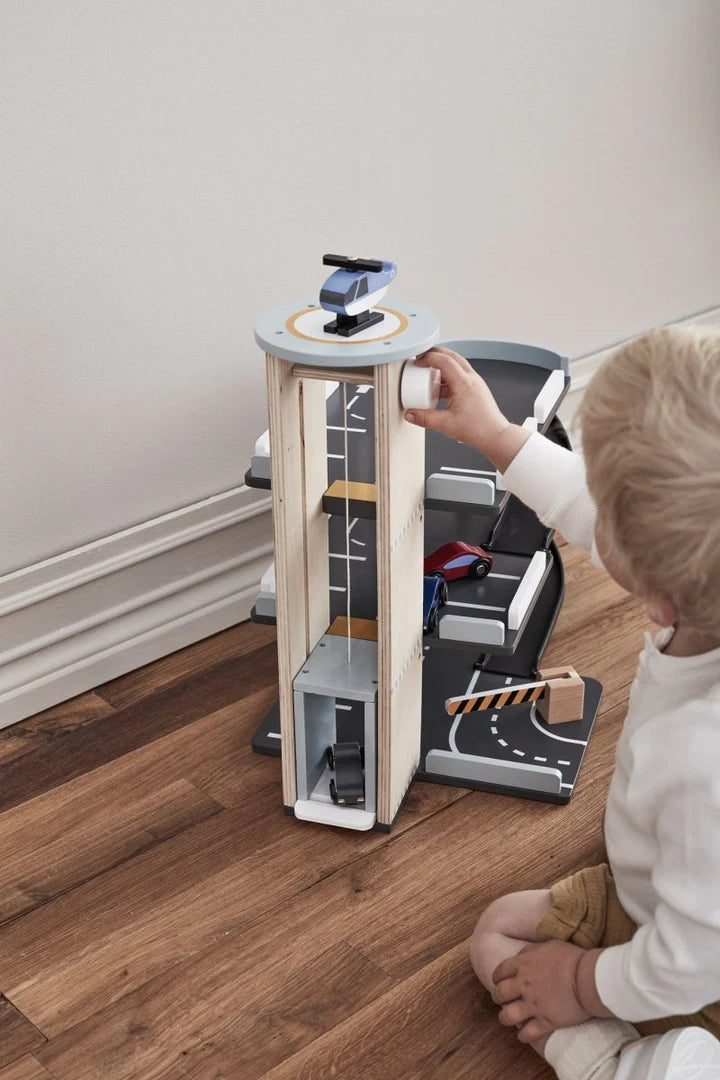 Houten Garage Speelset – 3 verdiepingen - Kids Concept
