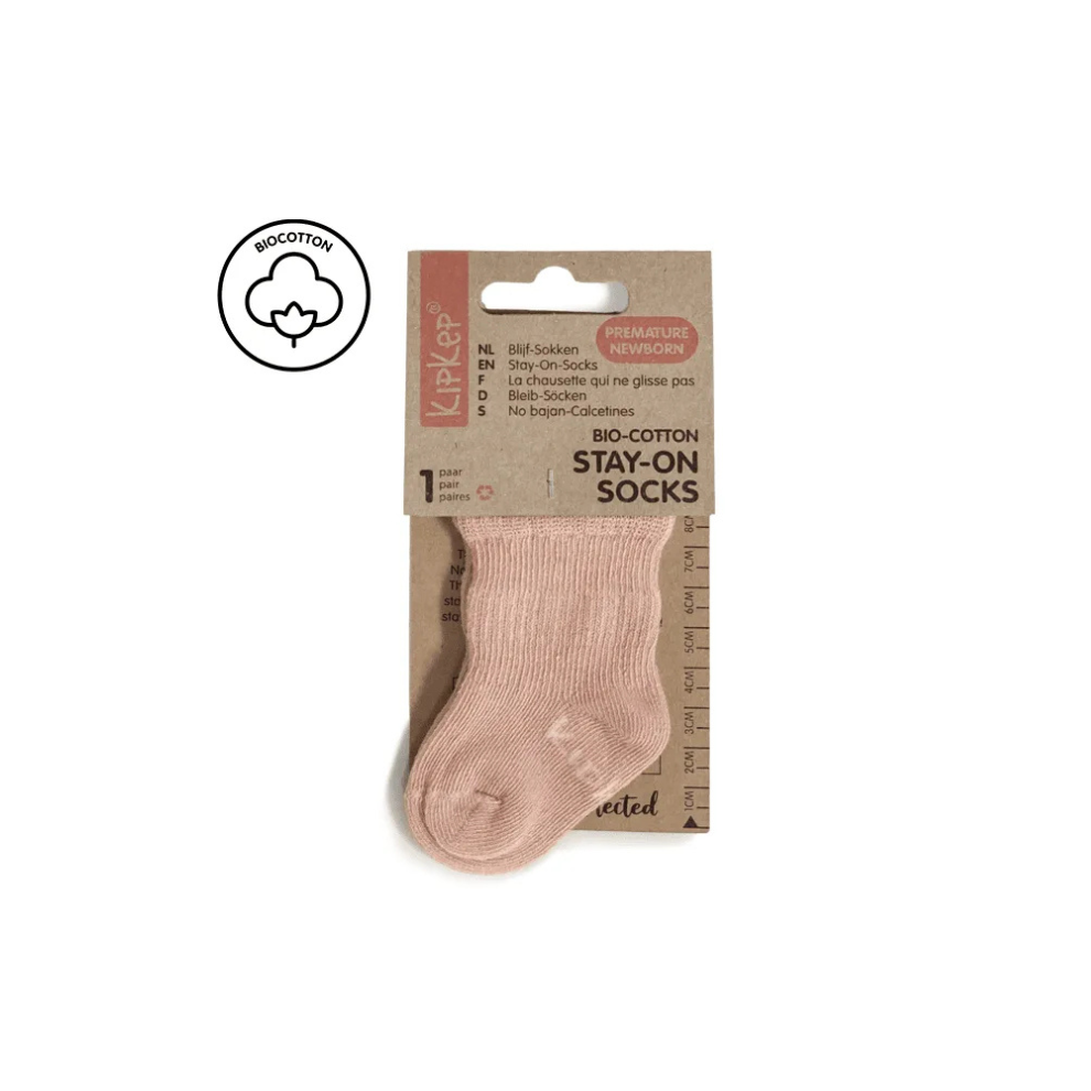 Blijf sokjes - prematuur & newborn - Biologisch katoen mix - Mauve - KipKep verpakking