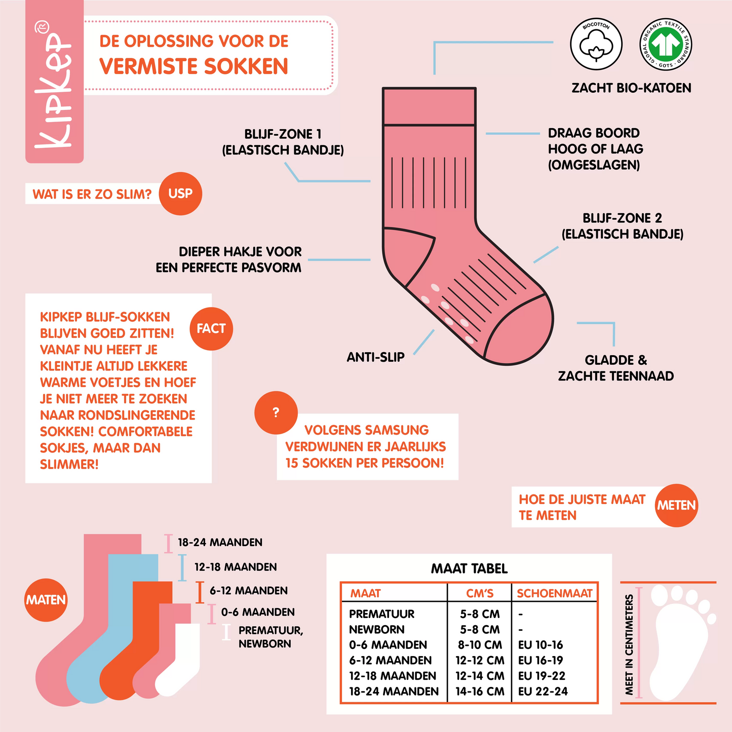 Blijf sokjes - KipKep - Off white - Biologisch katoen mix info