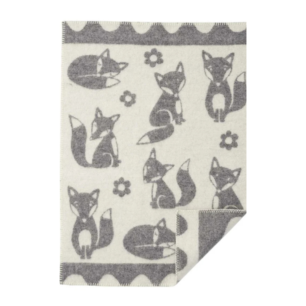 Wiegdeken Fox - Biologisch wol - Grijs/Grey - 65x90 cm - Klippan