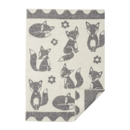 Wiegdeken Fox - Biologisch wol - Grijs/Grey - 65x90 cm - Klippan