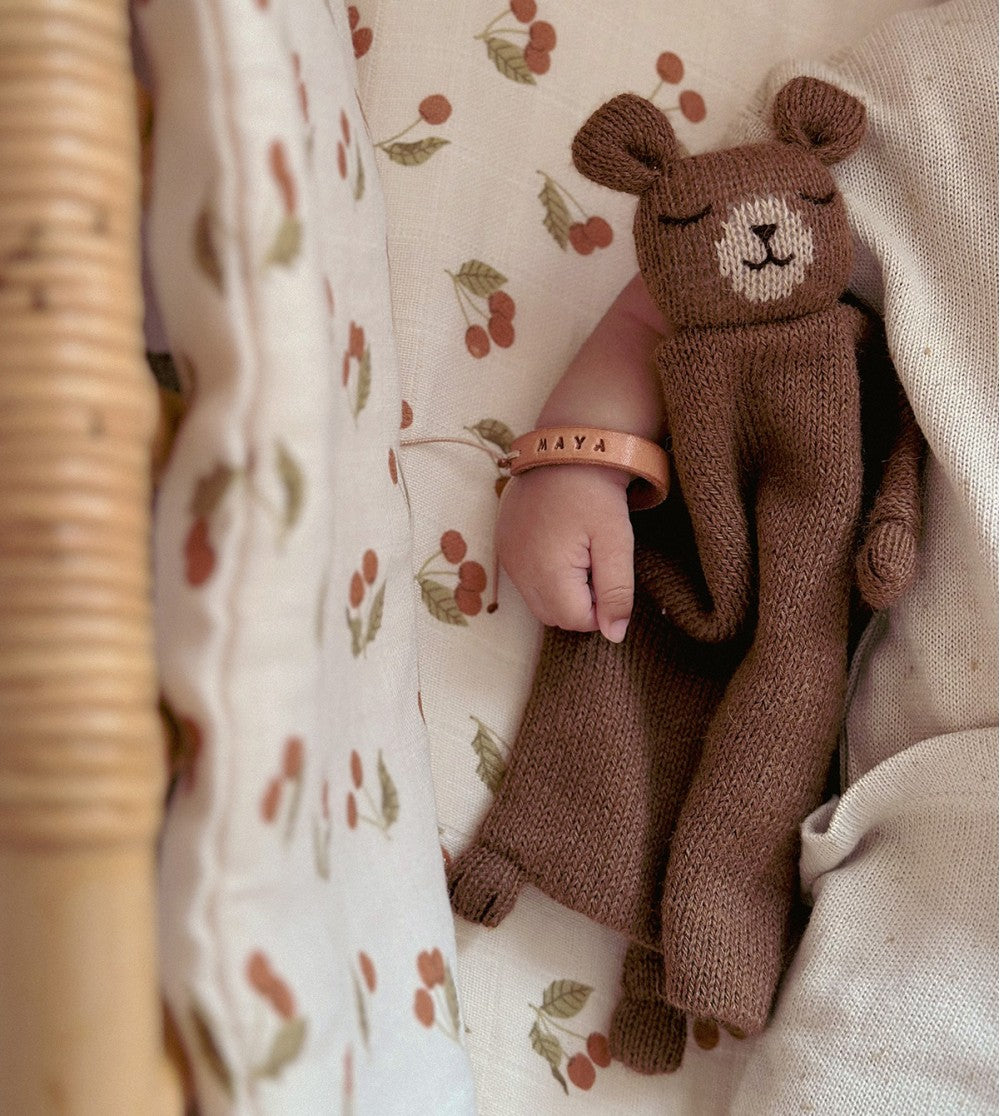 Gestricktes Schmusetuch - Alpaka Wolle - Teddy/Bär - Natur/Braun - Main Sauvage
