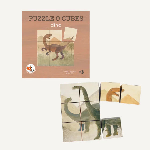 Kubus puzzel - Dinosaurus - 6 soorten - FSC karton - 3+ jaar - Egmont Toys
