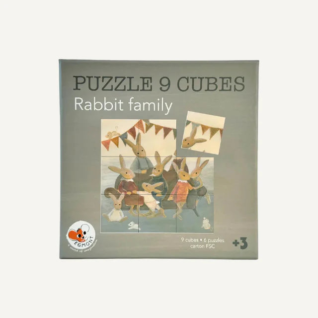 Kubus puzzel - Familie konijn - 6 soorten - FSC karton - 3+ jaar - Egmont Toys
