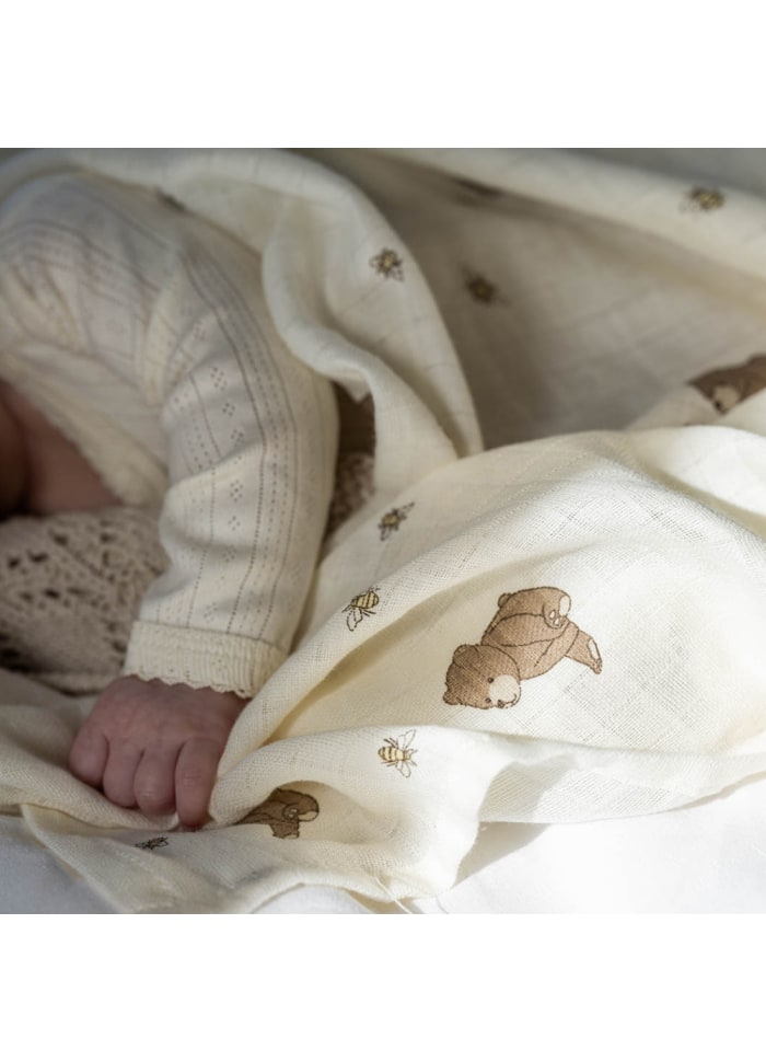 Hydrophilic Swaddle - Organic Cotton - 120 x 120 cm - Bees and Bears - That's Mine