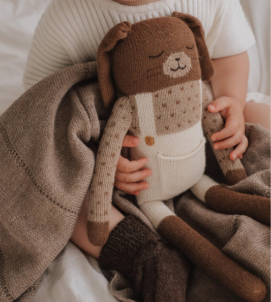 Grote konijnen knuffel - Large bunny - Ecru overall - Alpaca wol - Main Sauvage