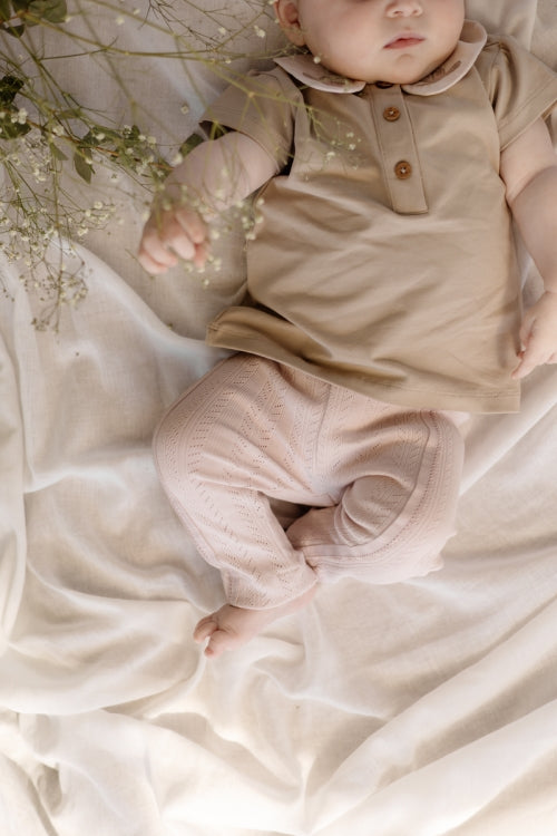 Legging pointelle Marijn - Biologisch katoen - Roze/Soft Pink - Levv Labels baby