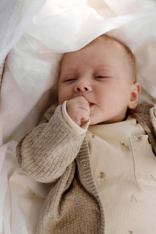 Vestje Melle - Biologisch katoen - Greige - Levv Labels baby