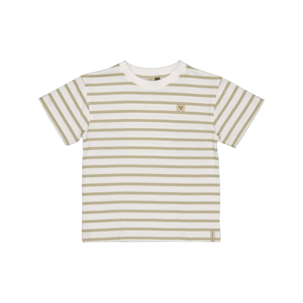 T-shirt met print Bas - Katoen - Groen/White stripes - Levv Labels voor