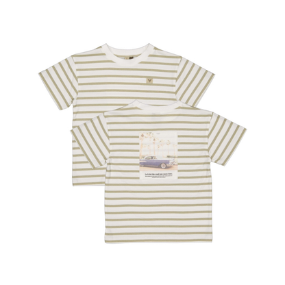 T-shirt met print Bas - Katoen - Groen/White stripes - Levv Labels beide zijdes