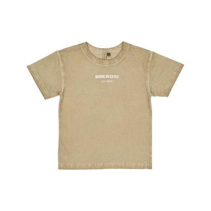 T-shirt Barry - Katoen - Groen/Dessert Sand - Levv Labels voor