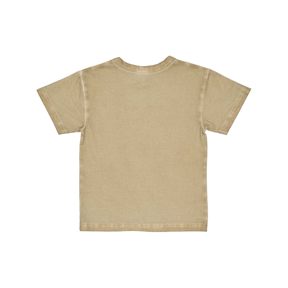 T-shirt Barry - Katoen - Groen/Dessert Sand - Levv Labels achter