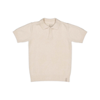 Fijngebreide polo top Boran - Katoen - Ecru/Soft White - Levv Labels voor