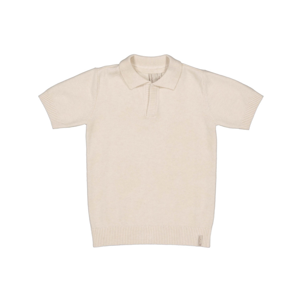 Fijngebreide polo top Boran - Katoen - Ecru/Soft White - Levv Labels voor