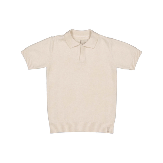 Fijngebreide polo top Boran - Katoen - Ecru/Soft White - Levv Labels voor