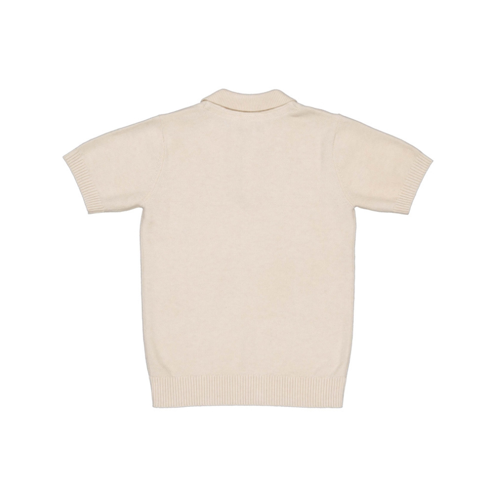 Fijngebreide polo top Boran - Katoen - Ecru/Soft White - Levv Labels achter