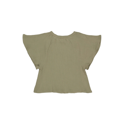 Vleermuis top - Korte mouw - Katoen - Khaki/Groen - Levv Labels achter