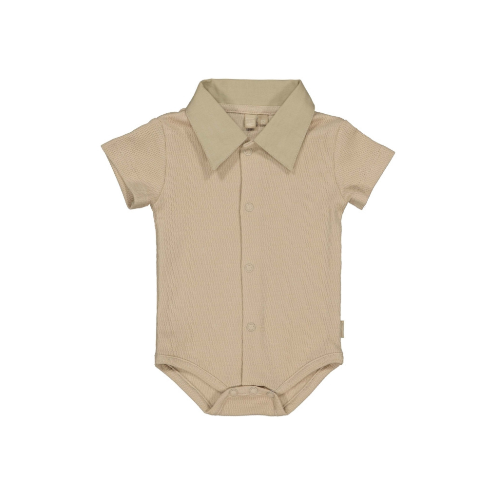 Polo romper - Miron - Biologisch katoen - Greige - Levv Labels voor