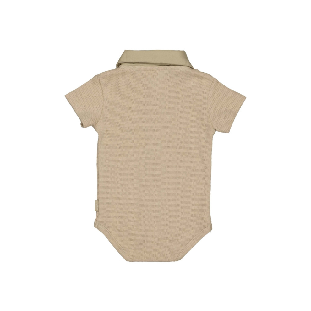 Polo romper - Miron - Biologisch katoen - Greige - Levv Labels achterkant