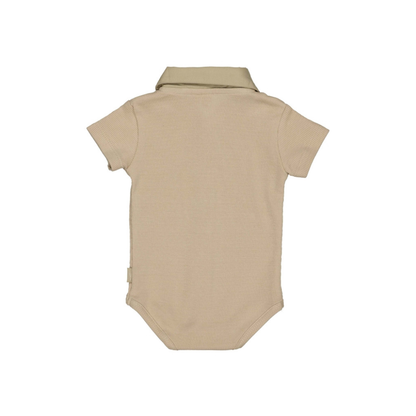 Polo romper - Miron - Biologisch katoen - Greige - Levv Labels achterkant