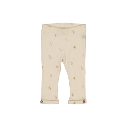 Legging Menno - Biologisch katoen - Beige/Green Sketch - Levv Labels voor