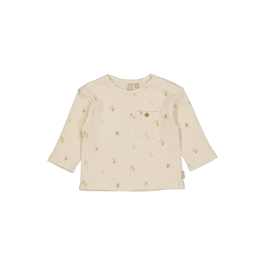 Top met lange mouw - Marko - Biologisch katoen - Beige/Green Sketch - Levv Labels voor