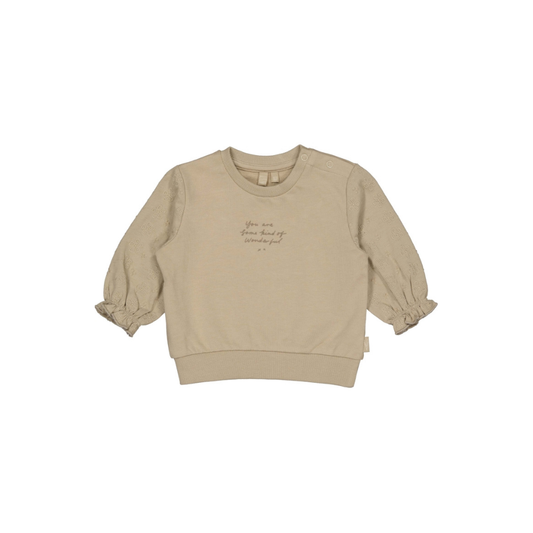 Baby trui Manon - Biologisch katoen - Greige - Levv Labels voorkant