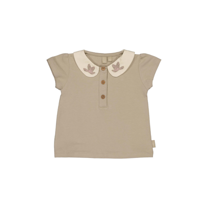 Baby T-shirt Mae - Biologisch katoen - Greige - Levv Labels voorkant