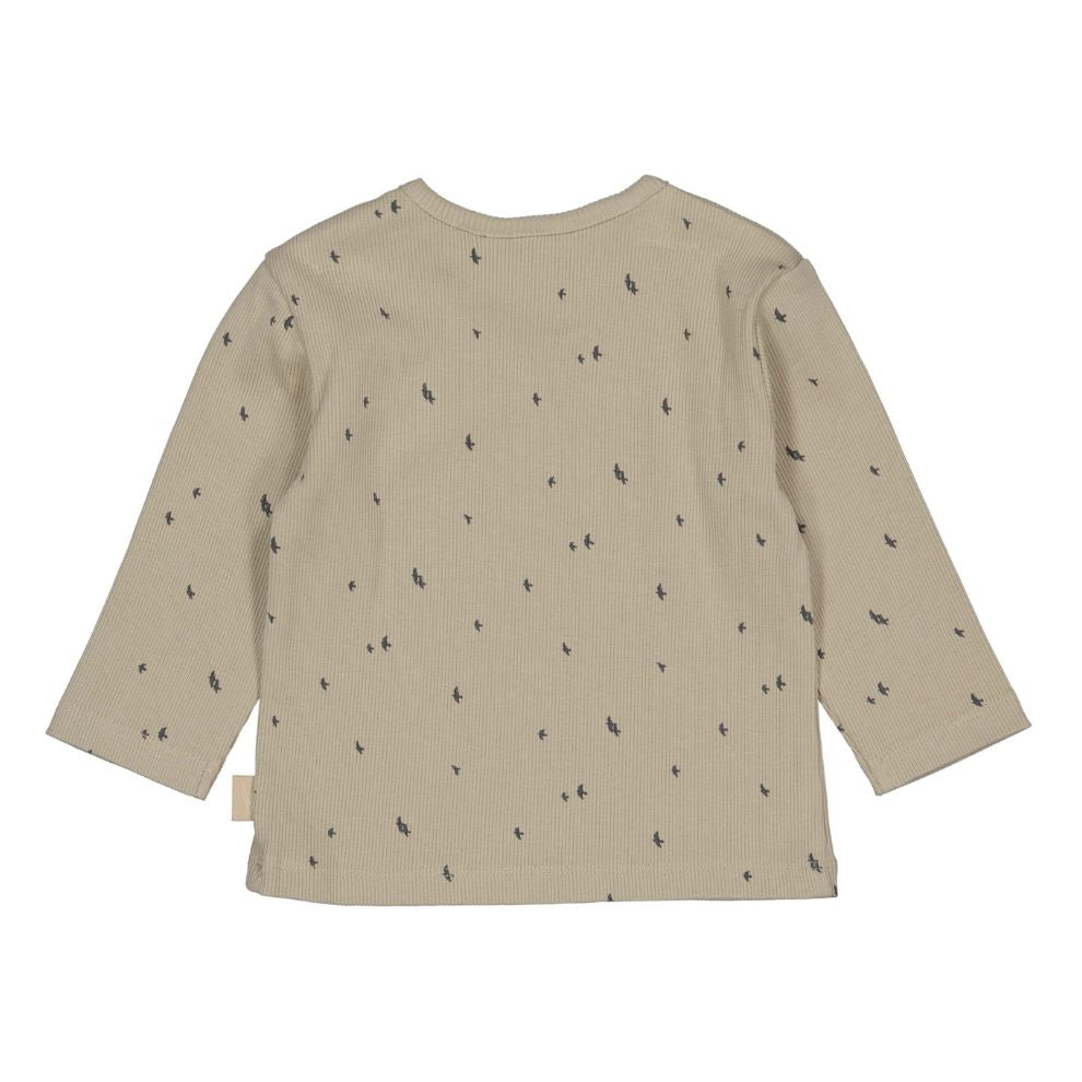 Top lange mouw Leon - Biologisch katoen - Grijs/beige - Levv achterkant