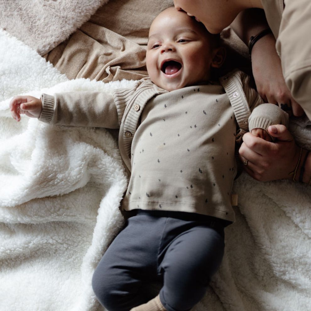 Top lange mouw Leon - Biologisch katoen - Grijs/beige - Levv baby