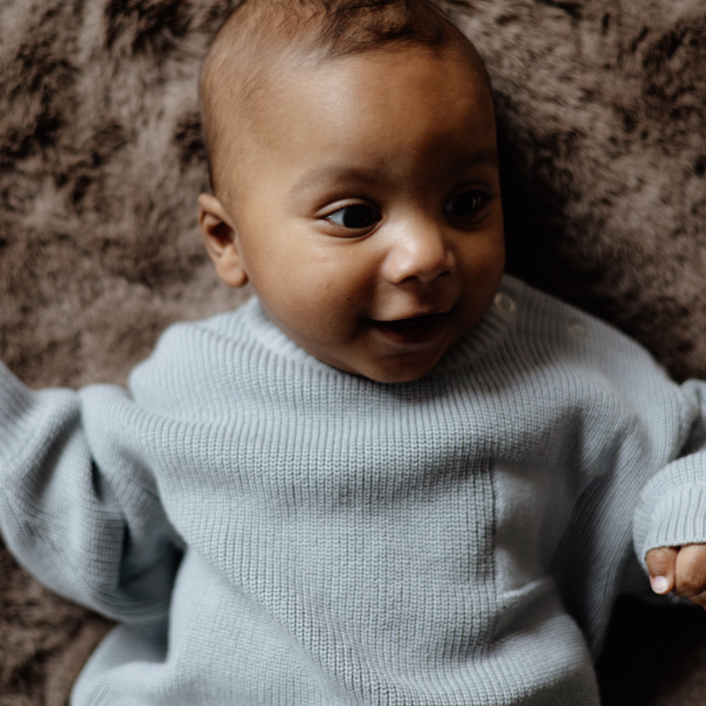 Gebreide trui Levi - Biologisch katoen - Blauwgrijs - Levv baby